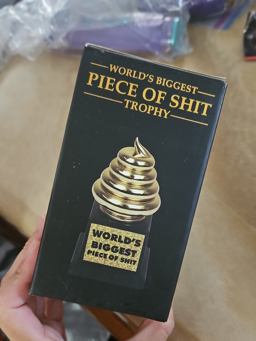World's Biggest Piece of Sh*t Trophy - Novelty Gold Trophy